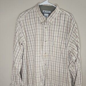 Columbia Men's Button Down Cotton Casual Shirt in Beige/Tan Color sz XL